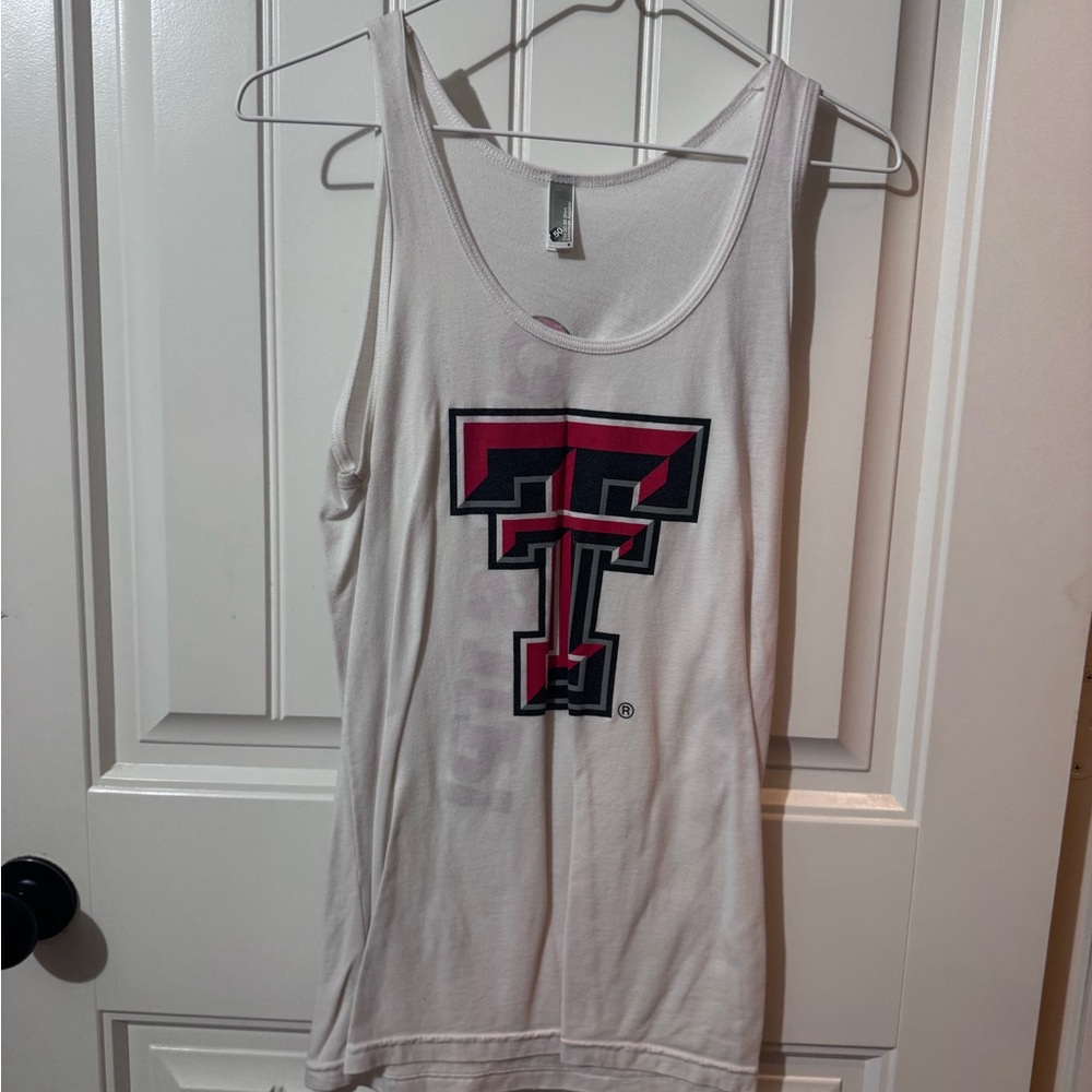 American Apparel White Tank Top with Red and Black Logo